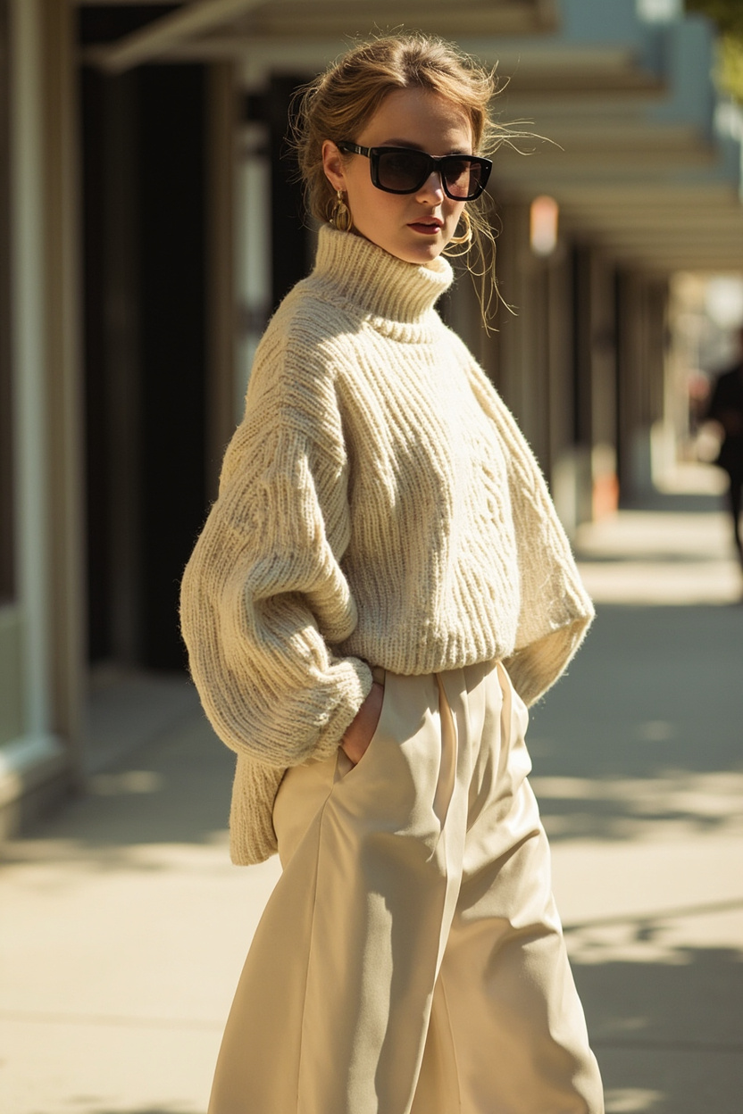 Boxy Sweater with Satin Culottes