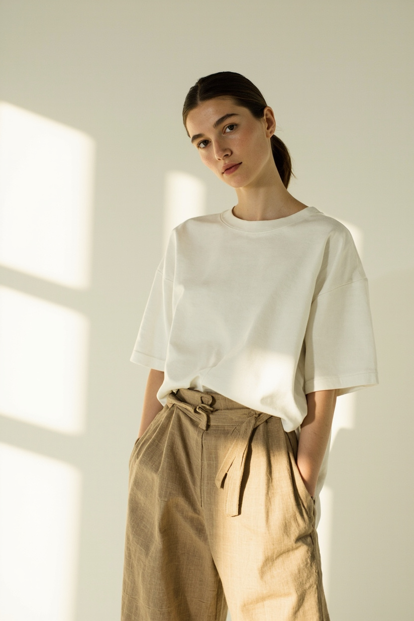 Boxy Tee + Wide-Leg Linen Pants
