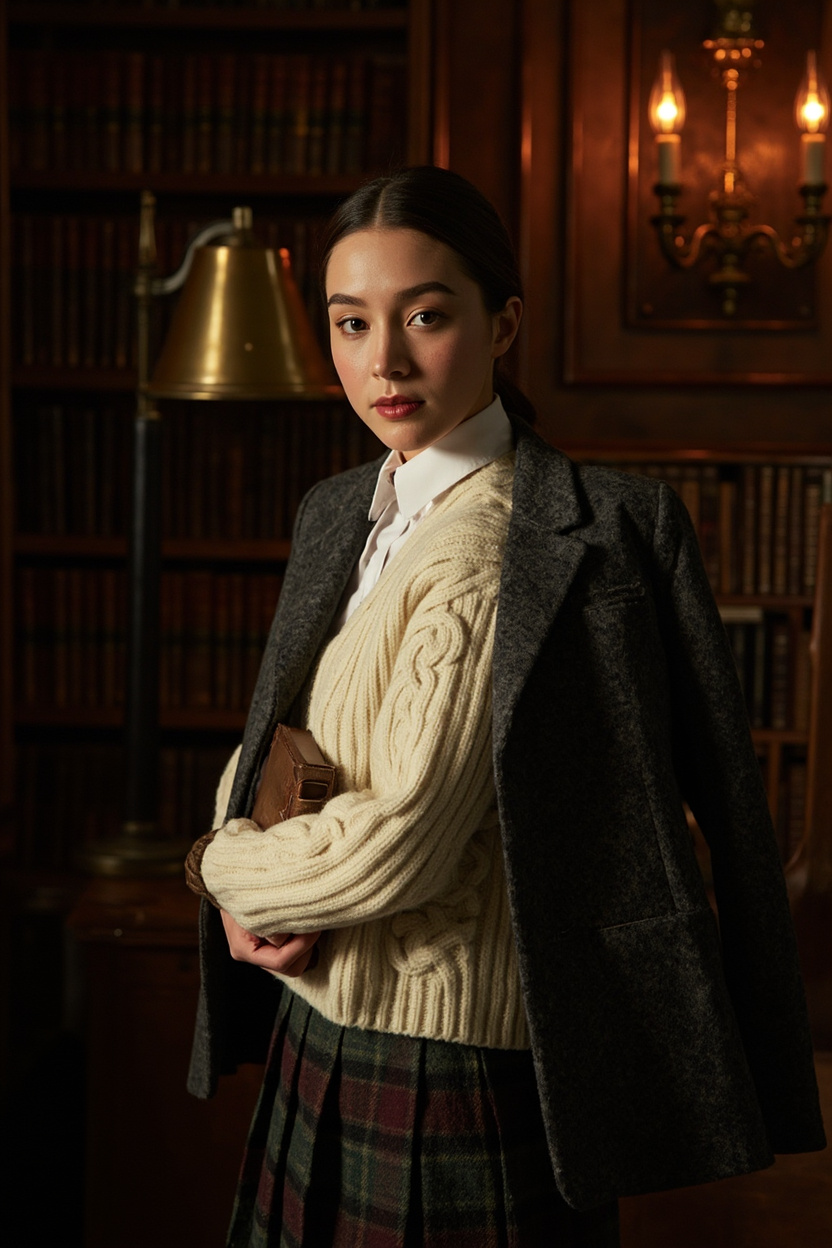 Dark Academia Cable-Knit Layering Combo