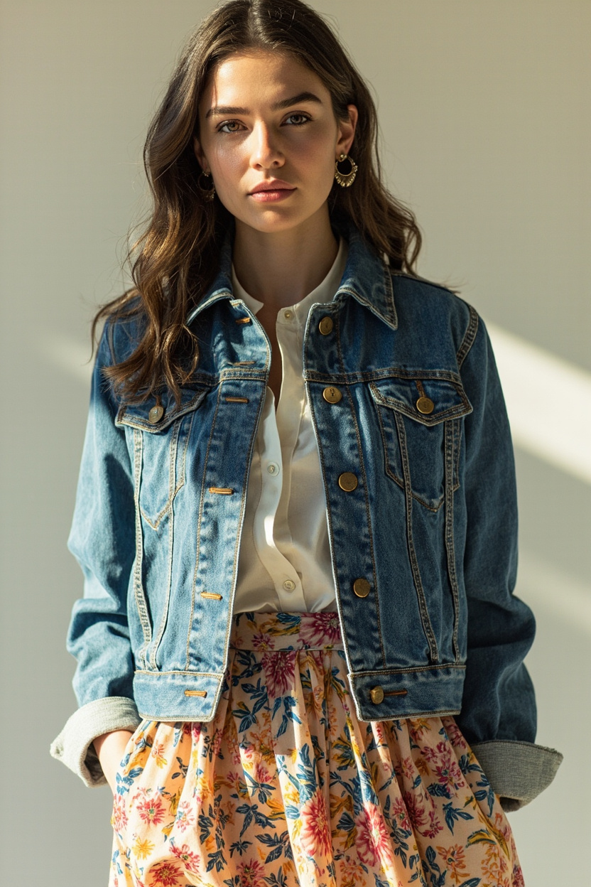 Denim Shacket and Floral Midi