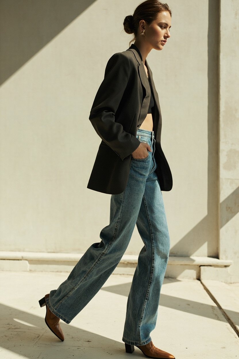 High-Rise Slim Jeans + Blazer