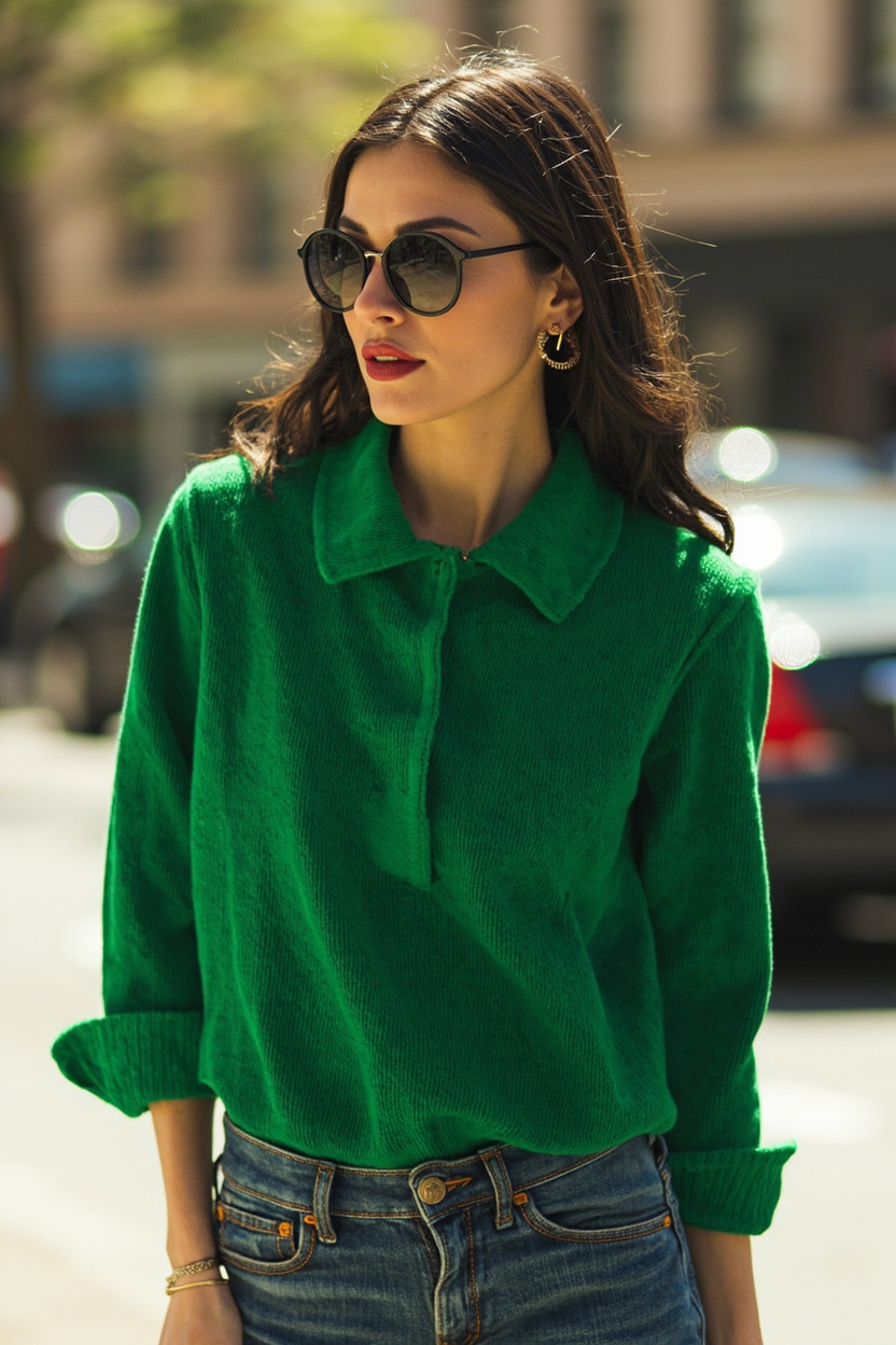 Kelly-Green Polo Jacket Ensemble