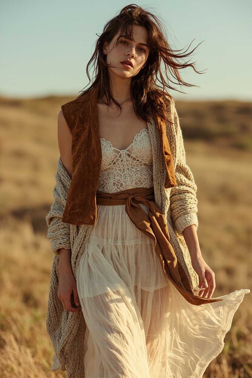 Layered Textures with Flowing Skirt