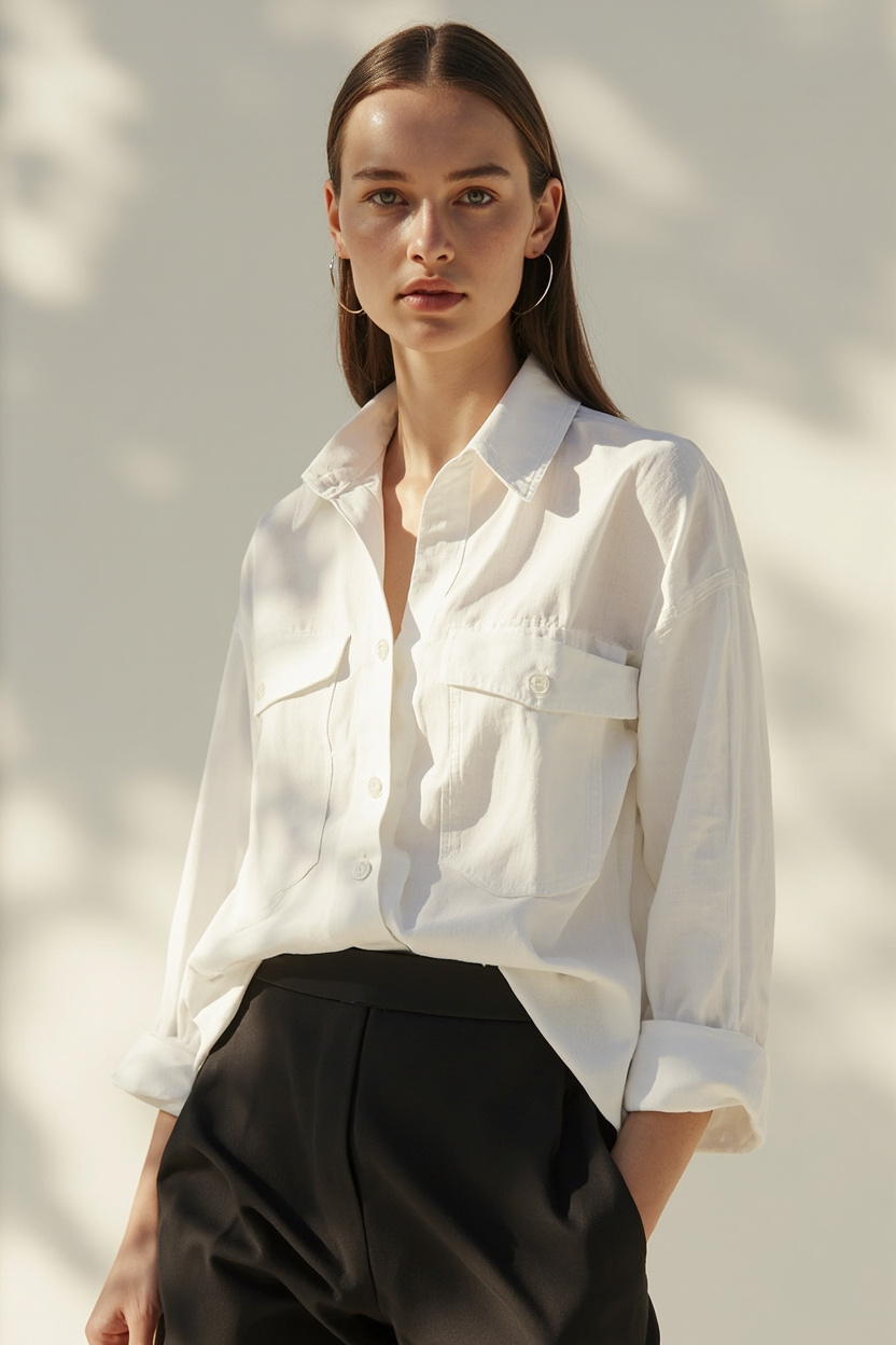 Oversized Button-Down with Bike Shorts