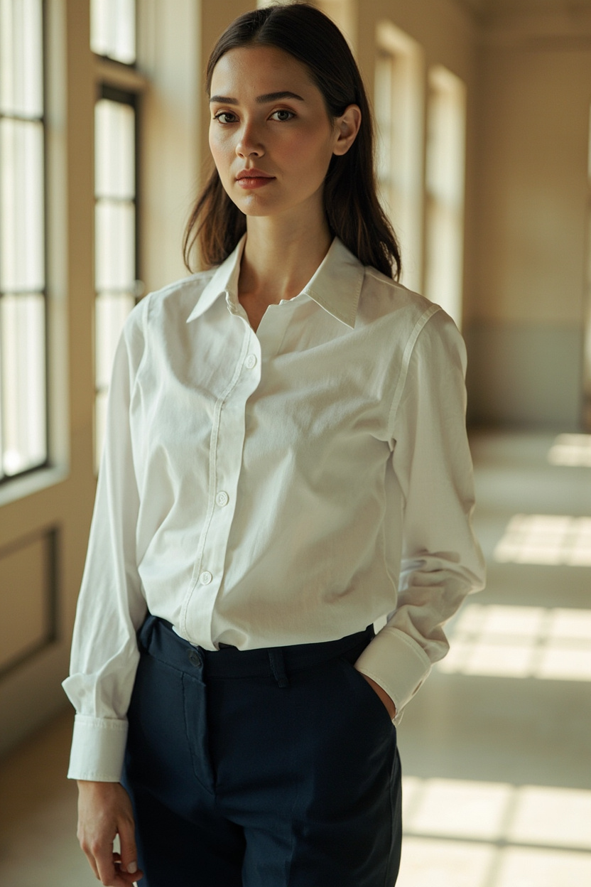 Oxford Shirt and High-Waist Trousers