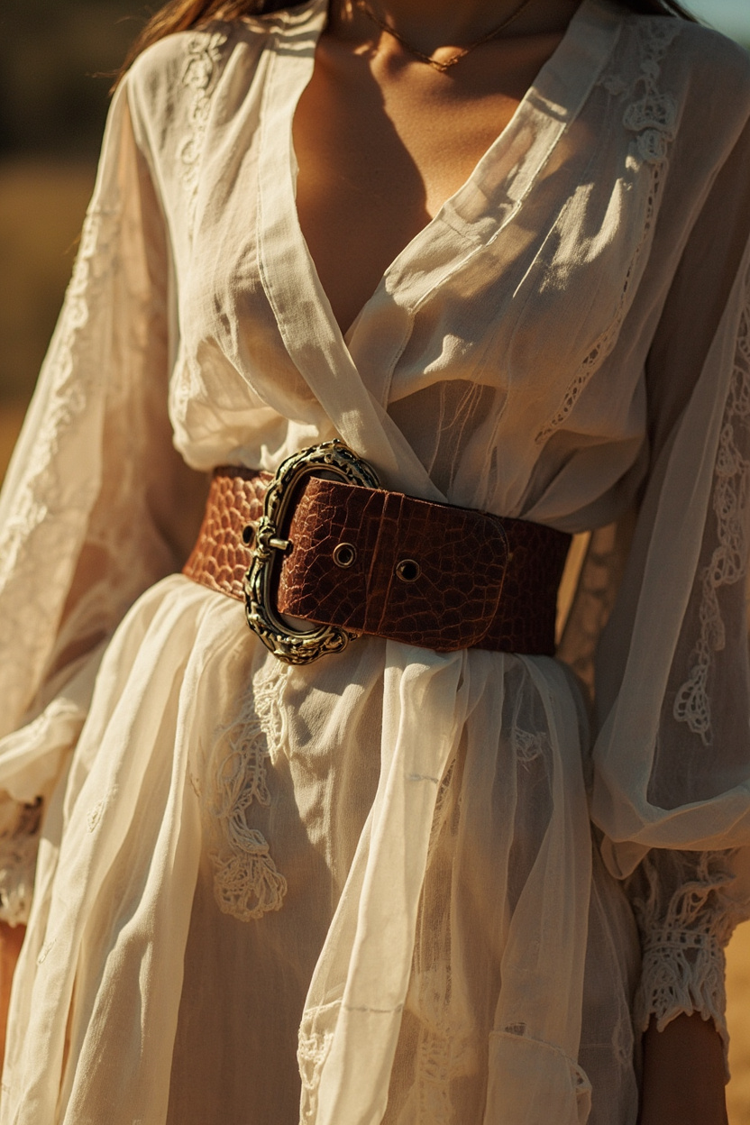 Statement Belt on Flowing Dress