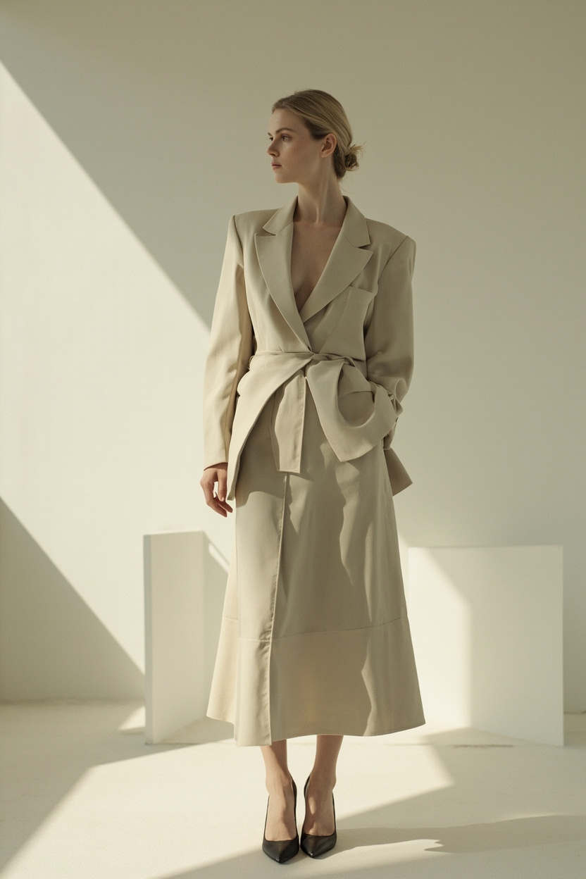 Structured Blazer + Midi Skirt