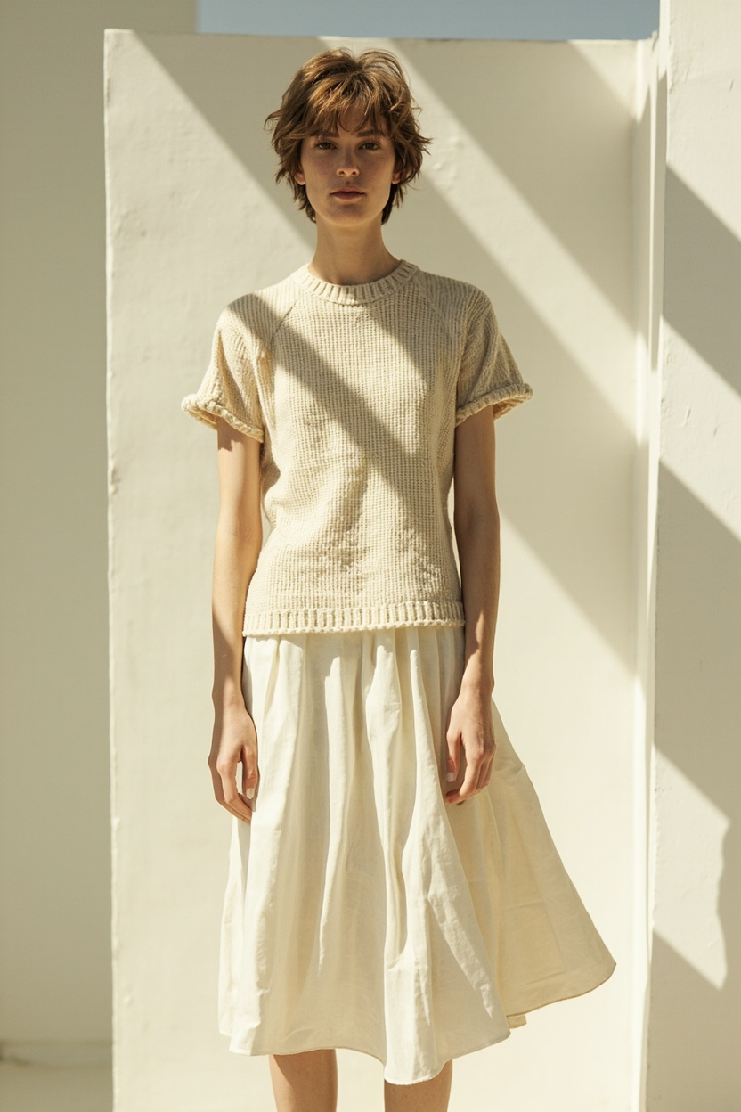 Structured Knit Top and Midi Skirt