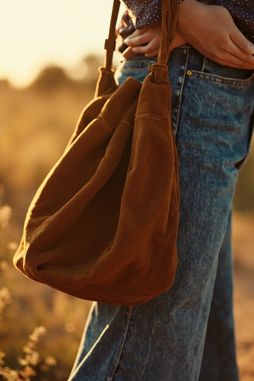 Suede Hobo With Wide-Leg Jeans