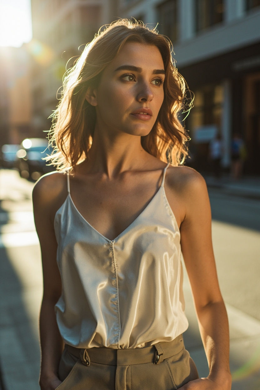 Tailored Cargo Pants with Camisole