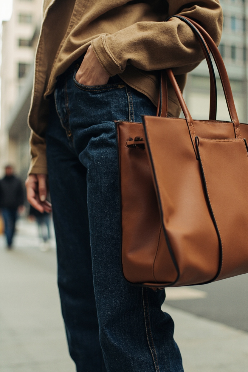 Tapered Jeans + Structured Tote