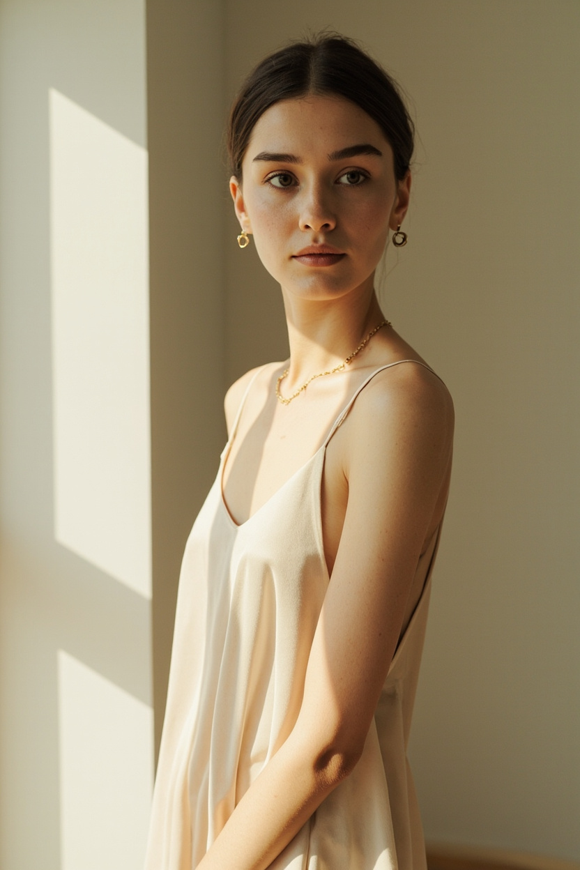 Thin-Strap Slip Dress + Minimal Jewelry