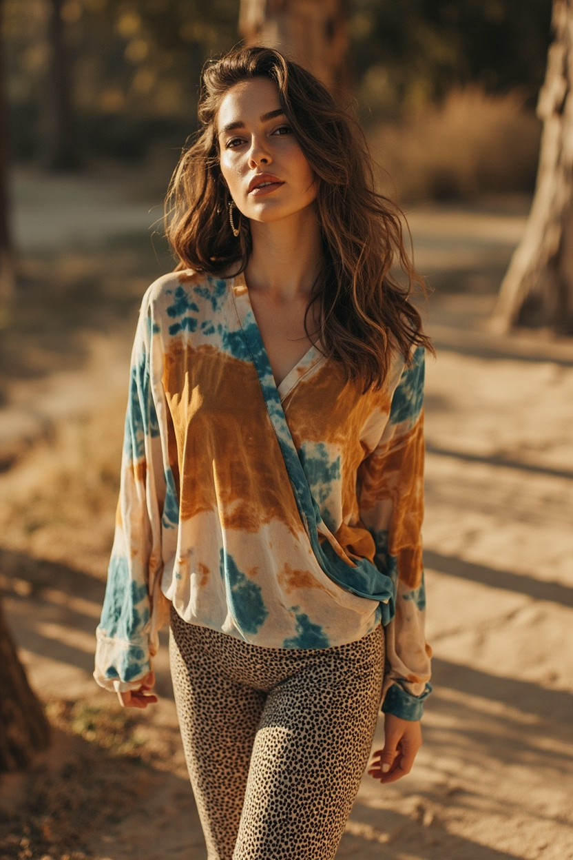 Tie-Dye Tunic with Micro Leopard Leggings