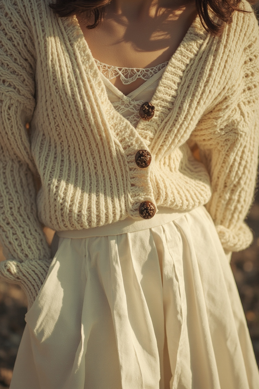 Vintage Cardigan and Pleated Skirt